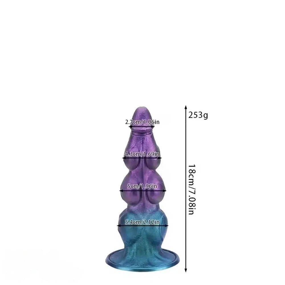 Purple knot fantasy silicone dildo with suction cup base, photo 13