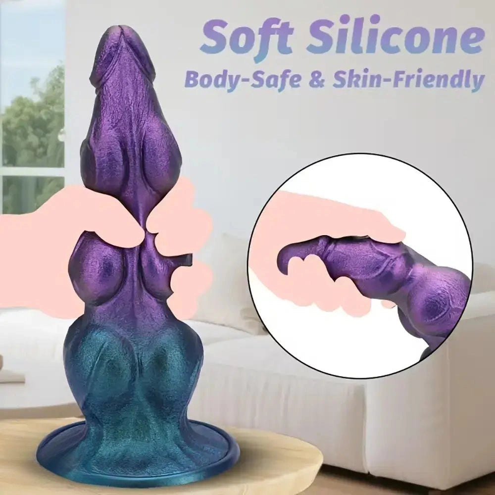 Purple knot fantasy silicone dildo with suction cup base, photo 14