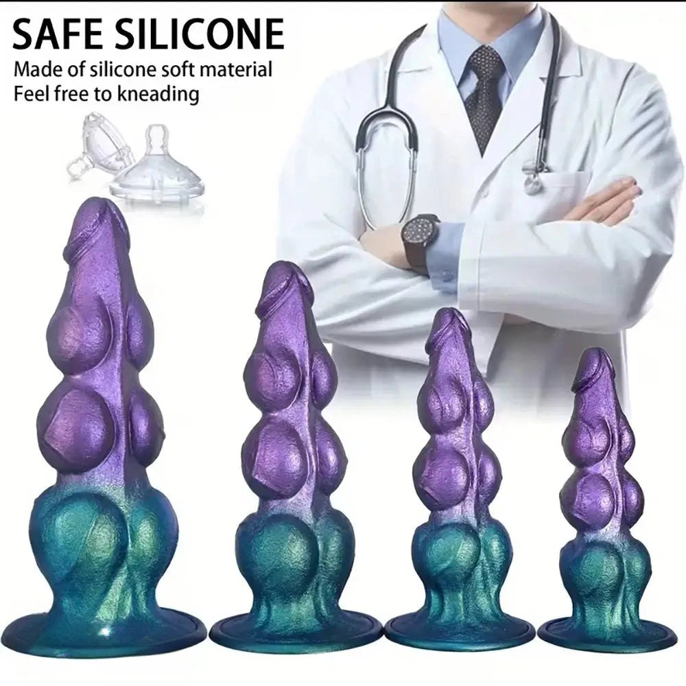 Purple knot fantasy silicone dildo with suction cup base, photo 2