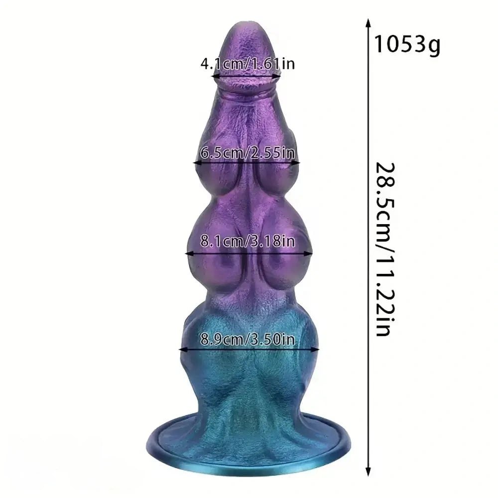 Purple knot fantasy silicone dildo with suction cup base, photo 4