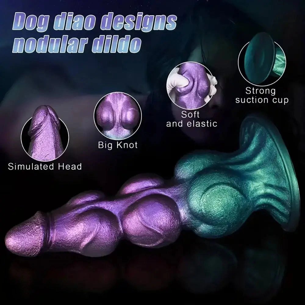 Purple knot fantasy silicone dildo with suction cup base, photo 5