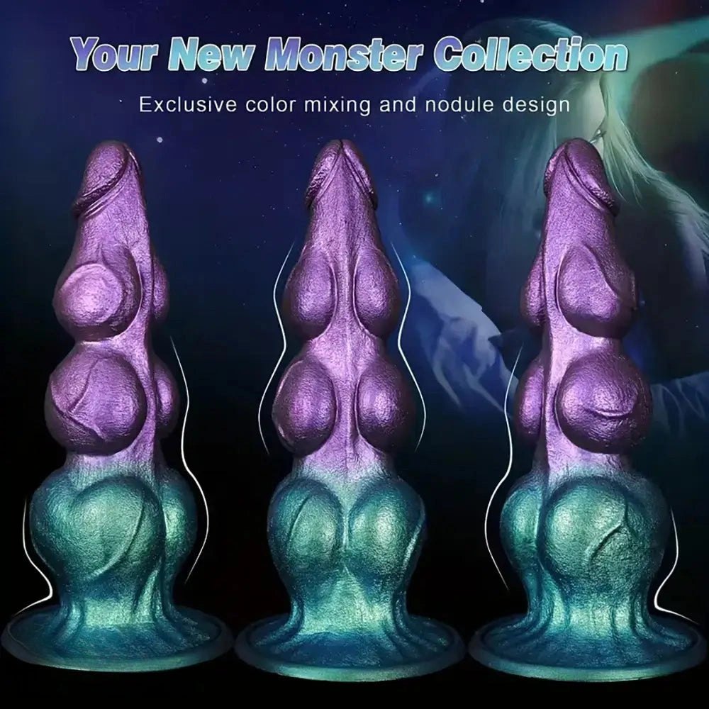 Purple knot fantasy silicone dildo with suction cup base, photo 6