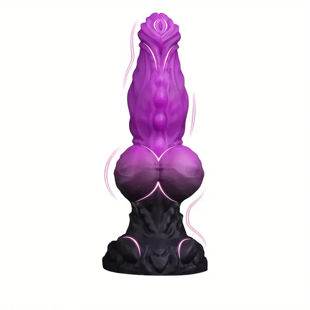 Purple knotted animal-style silicone dildo, photo 1