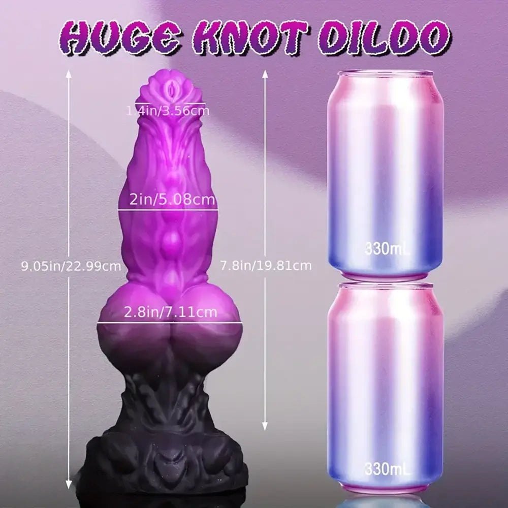 Purple knotted animal-style silicone dildo, photo 2