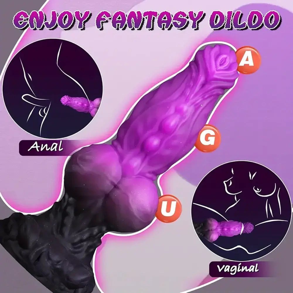 Purple knotted animal-style silicone dildo, photo 3