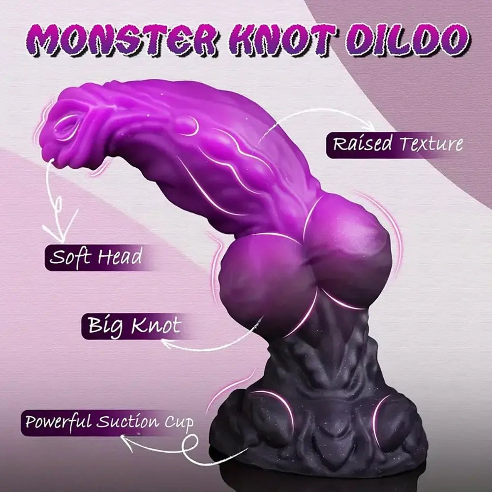 Purple knotted animal-style silicone dildo, photo 4