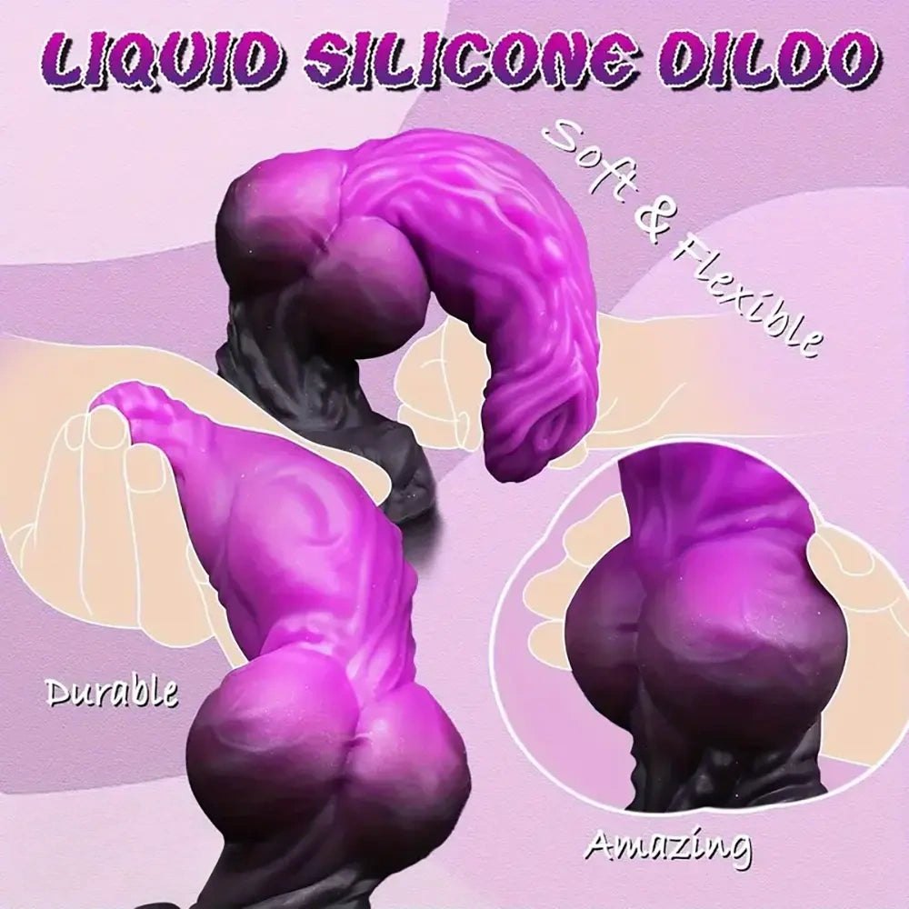 Purple knotted animal-style silicone dildo, photo 5