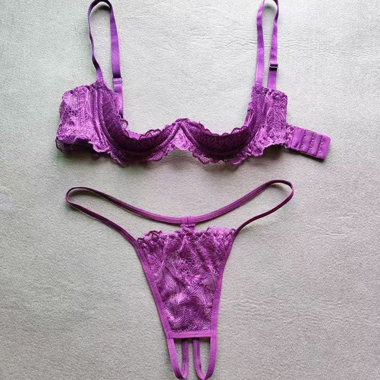 Purple lace half cup cutout bralette, photo 3