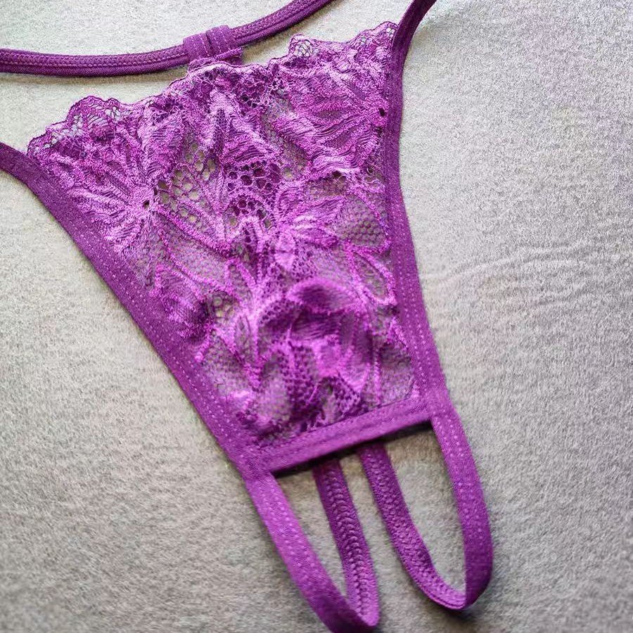 Purple lace half cup cutout bralette, photo 5