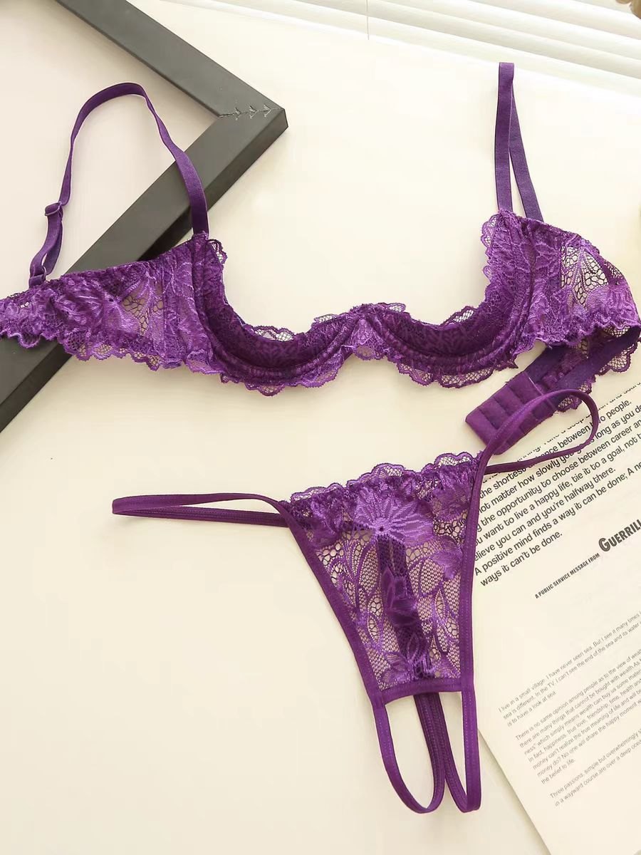Purple lace half cup cutout bralette, photo 7