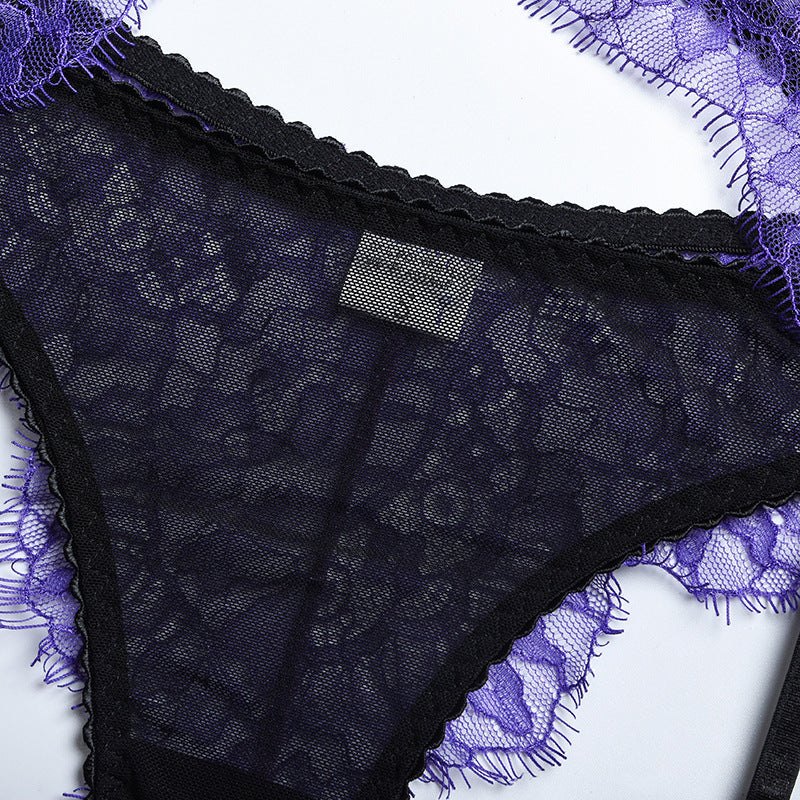 Purple patchwork underwire lace bra, photo 10