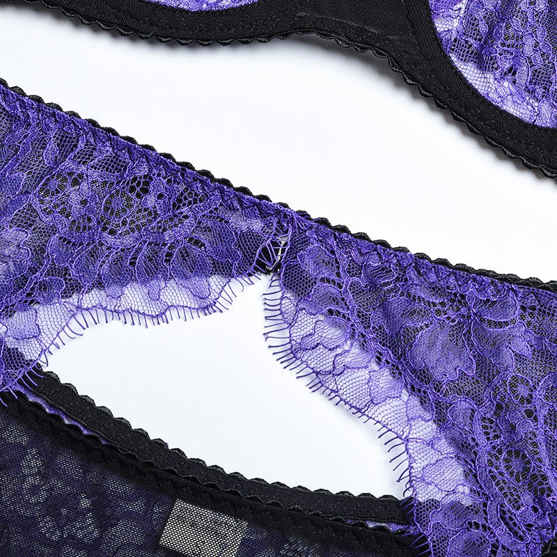 Purple patchwork underwire lace bra, photo 5