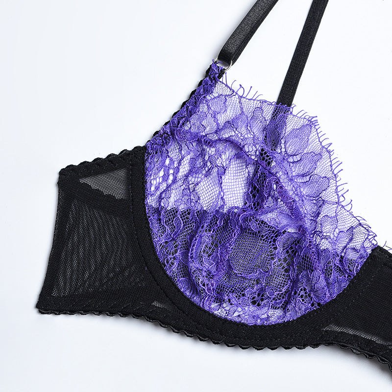 Purple patchwork underwire lace bra, photo 6