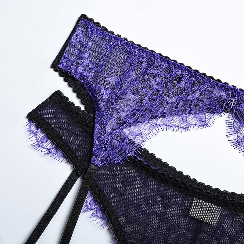 Purple patchwork underwire lace bra, photo 7