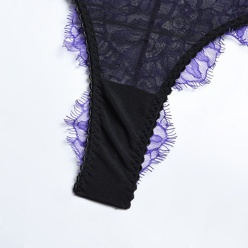 Purple patchwork underwire lace bra, photo 8