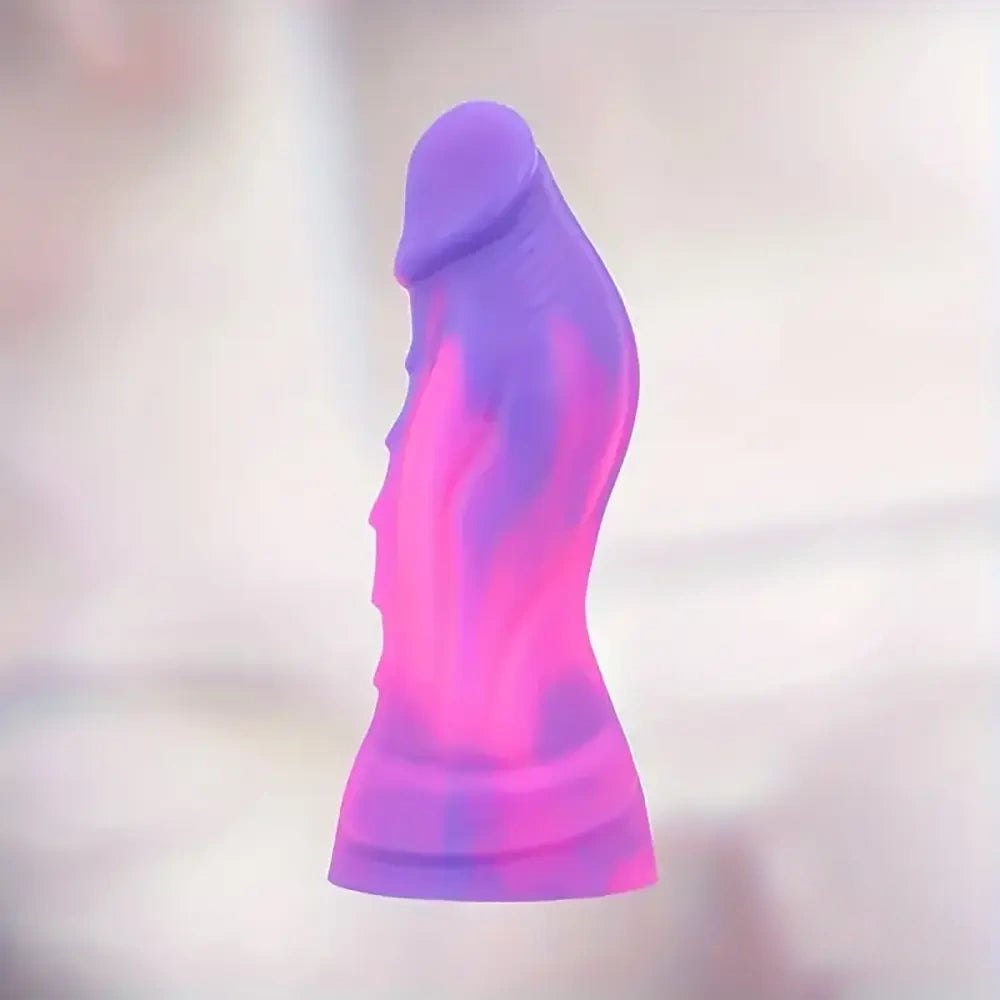 Purple and pink swirl silicone suction cup dildo, photo 1
