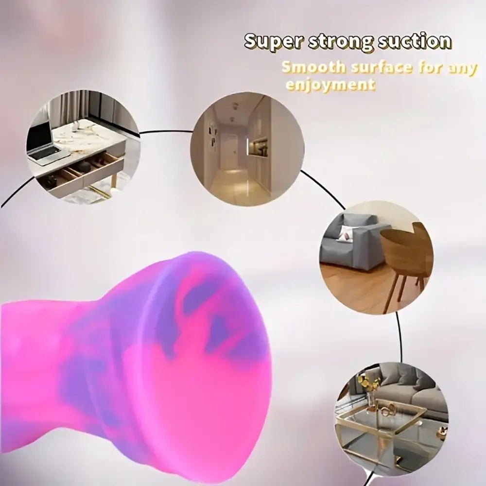 Purple and pink swirl silicone suction cup dildo, photo 3