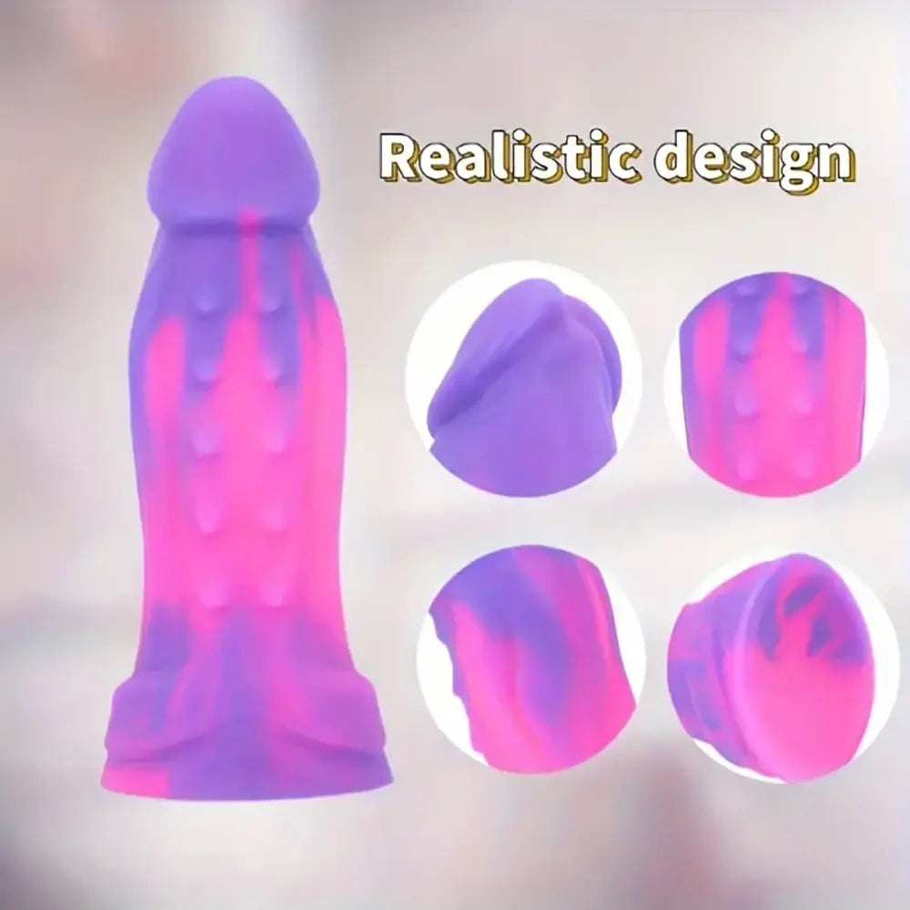 Purple and pink swirl silicone suction cup dildo, photo 4