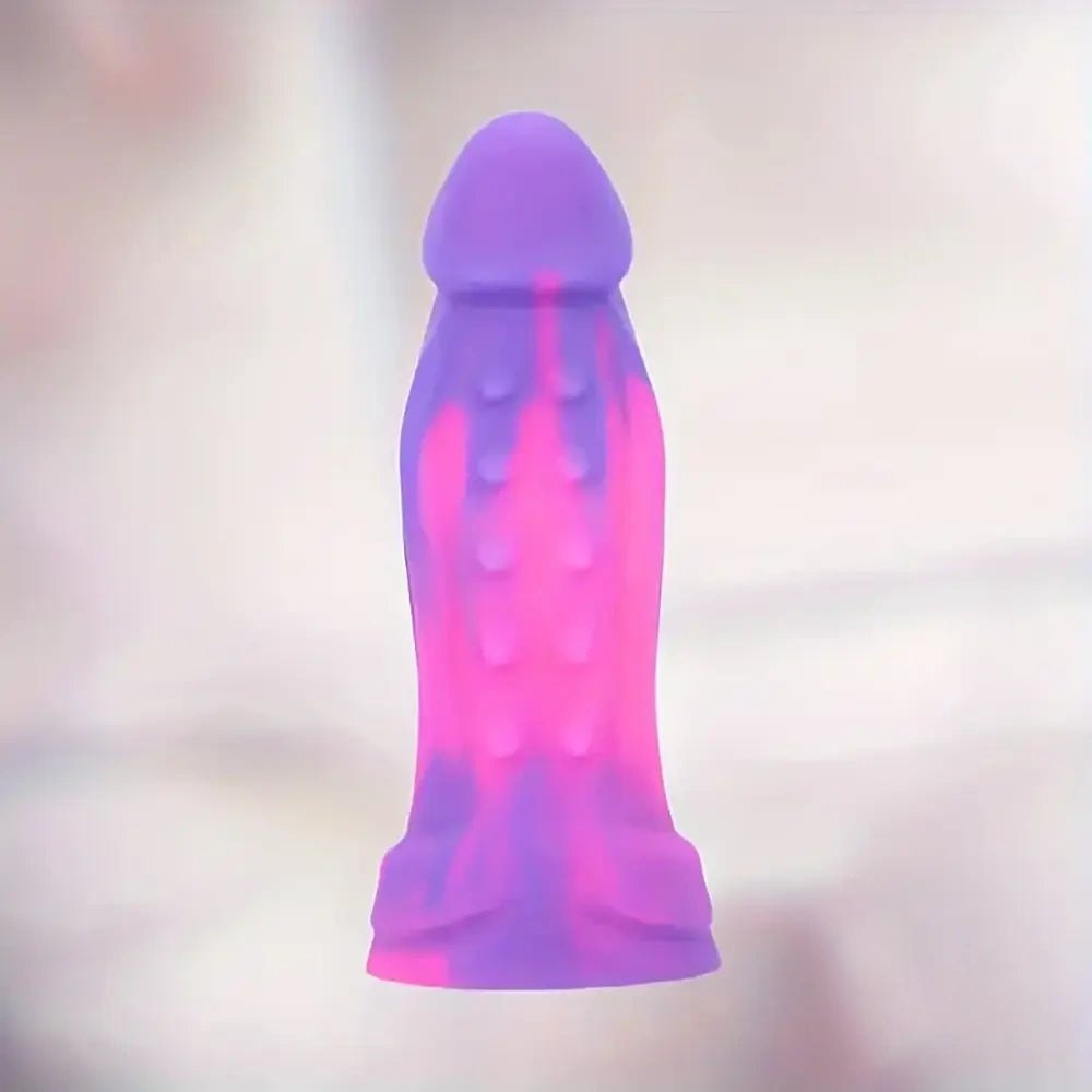 Purple and pink swirl silicone suction cup dildo, photo 5