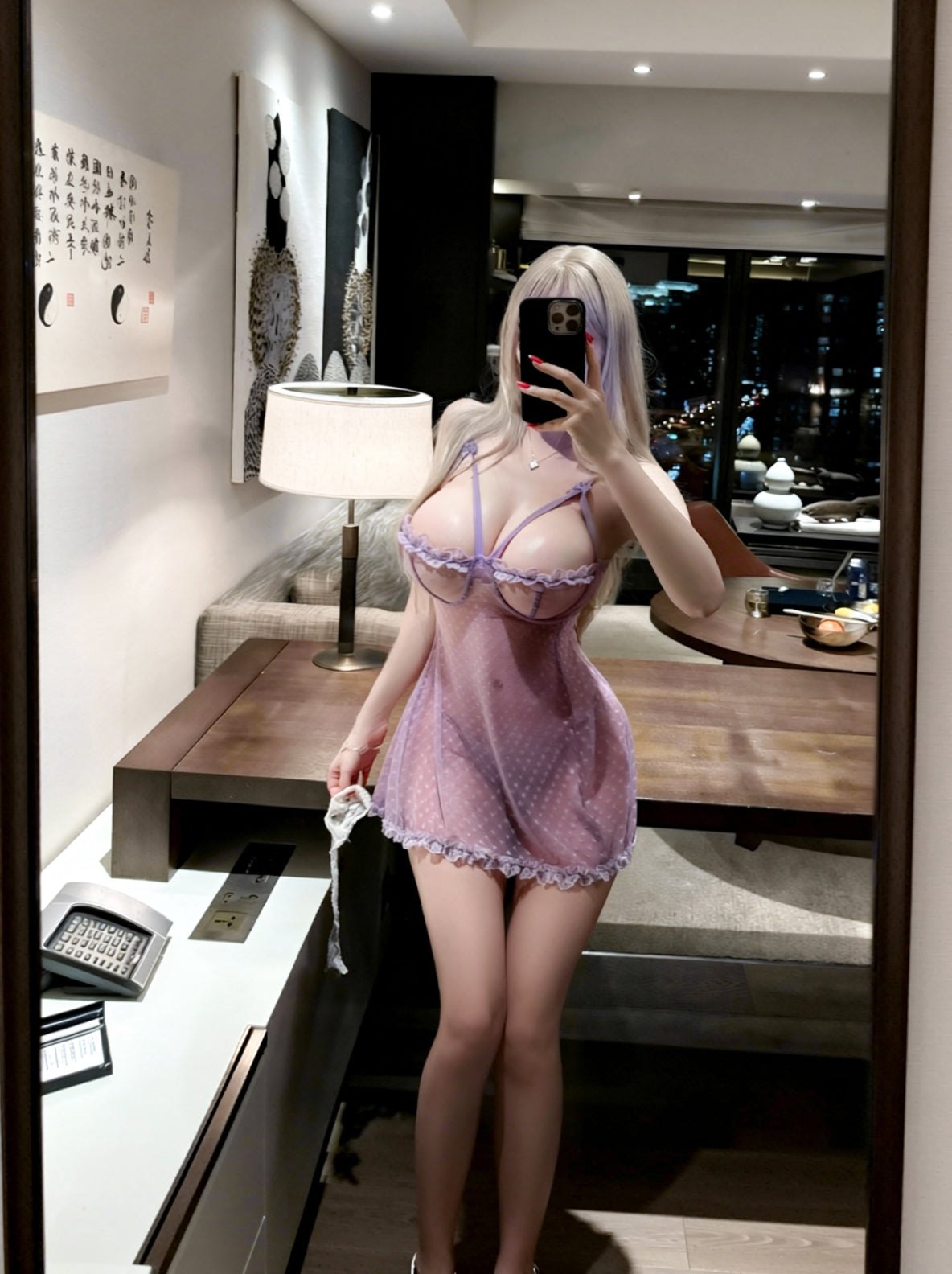 Polka dot ruffle hem babydoll, photo 7