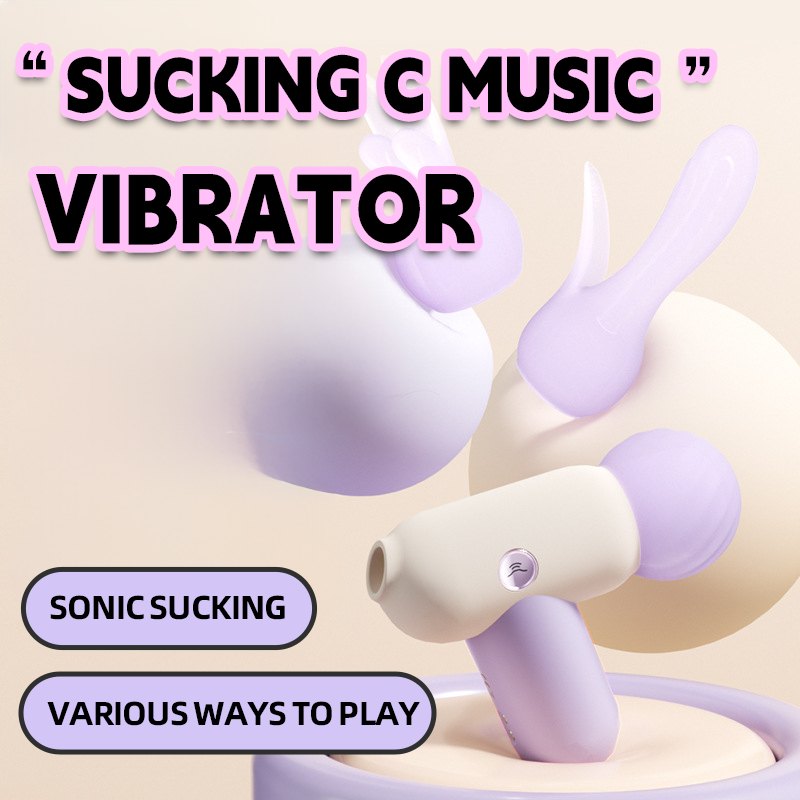 Purple suction clit vibrator with rabbit ear attachment, photo 2