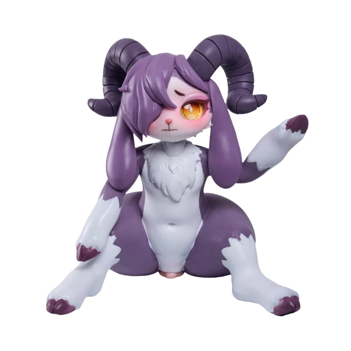 Purple ram-horn furry creature torso doll, photo 1