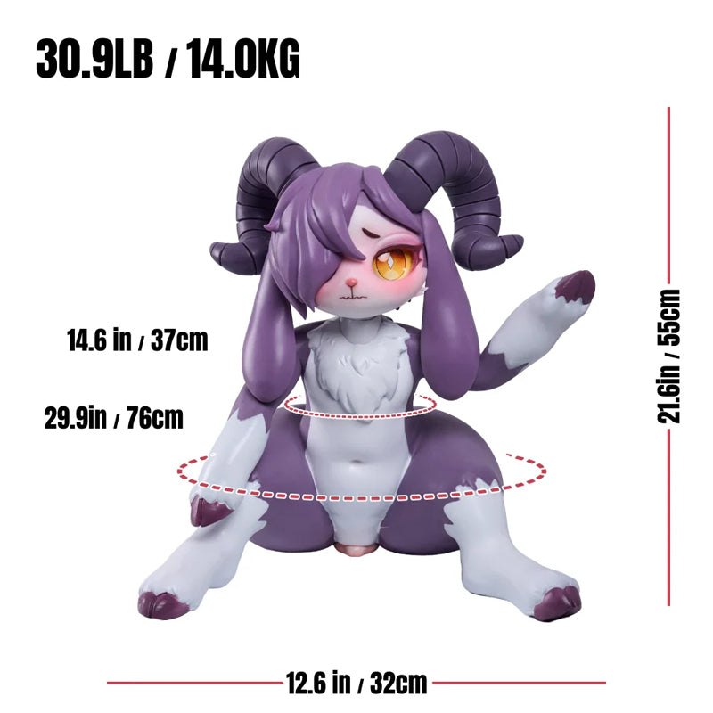 Purple ram-horn furry creature torso doll, photo 3