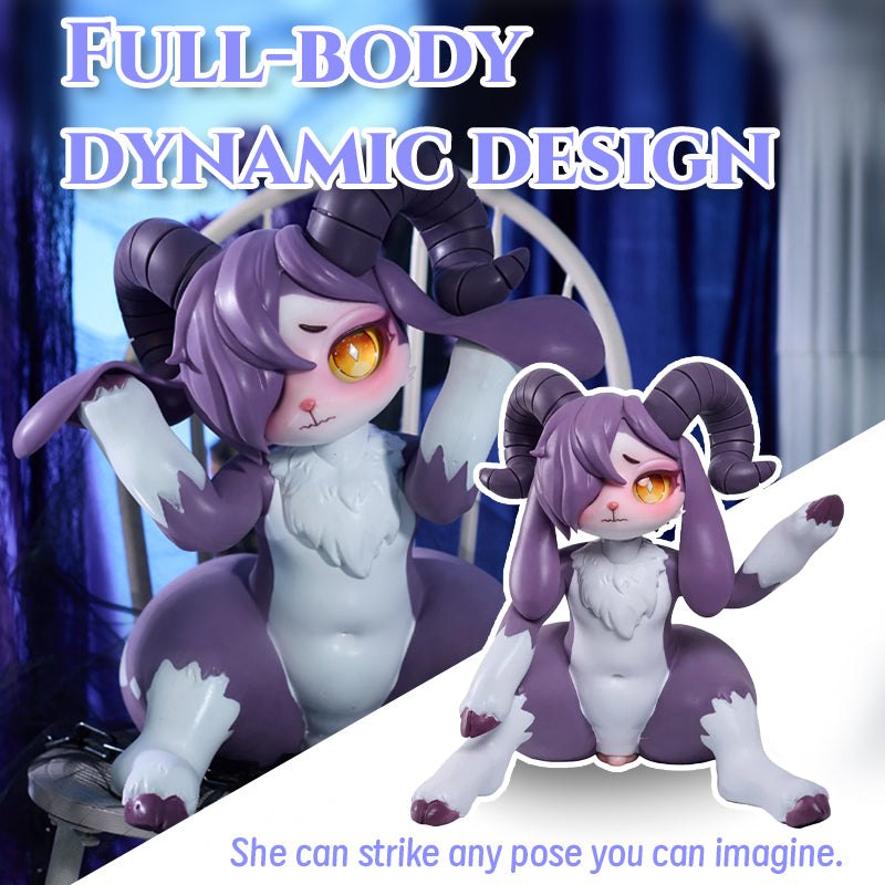 Purple ram-horn furry creature torso doll, photo 5