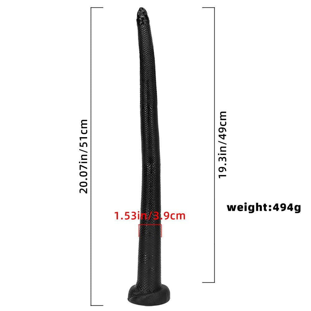 Black textured scaled snake dildo
