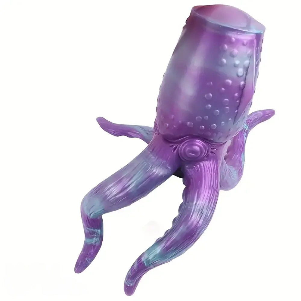 Purple teal tentacle silicone fantasy dildo, photo 1