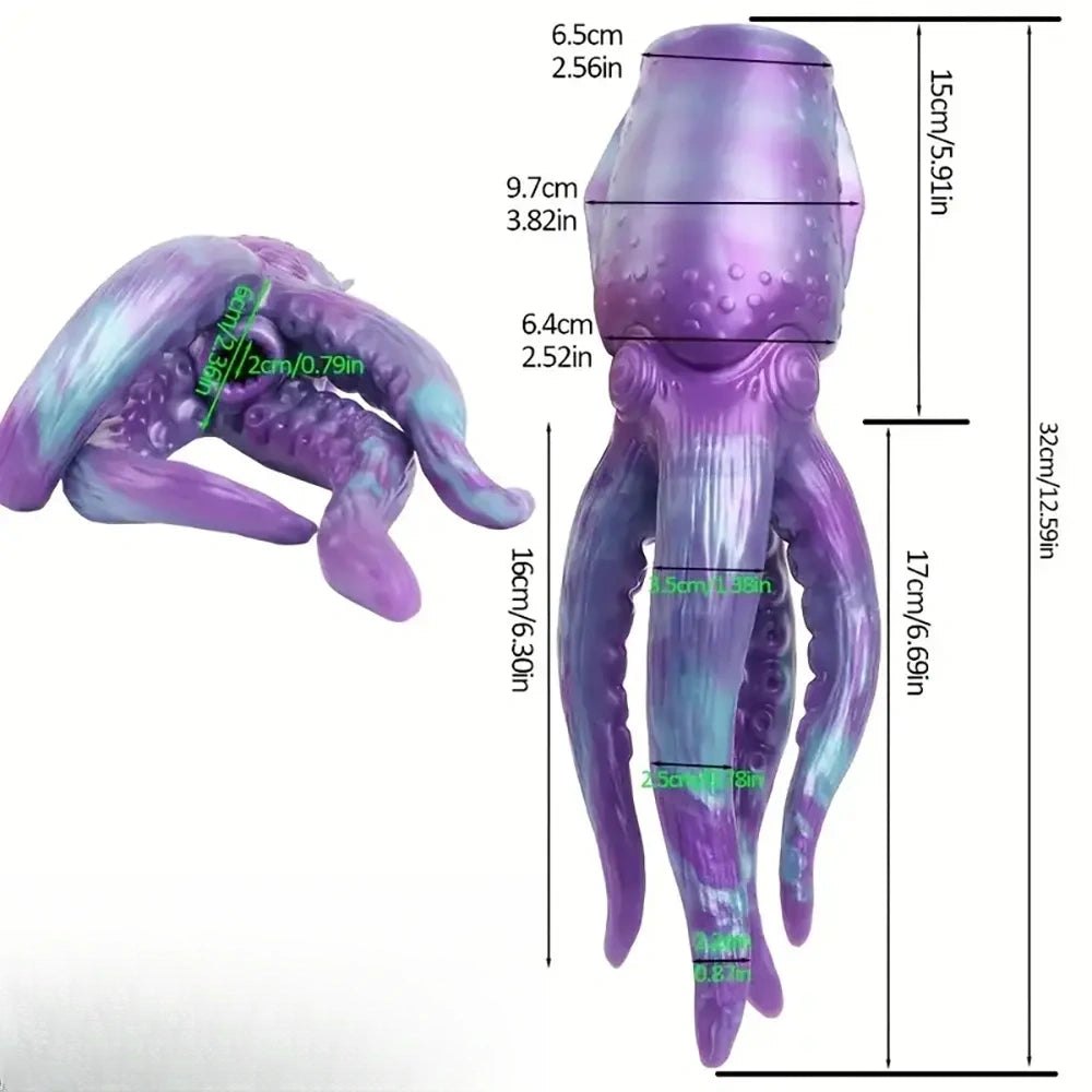 Purple teal tentacle silicone fantasy dildo, photo 10