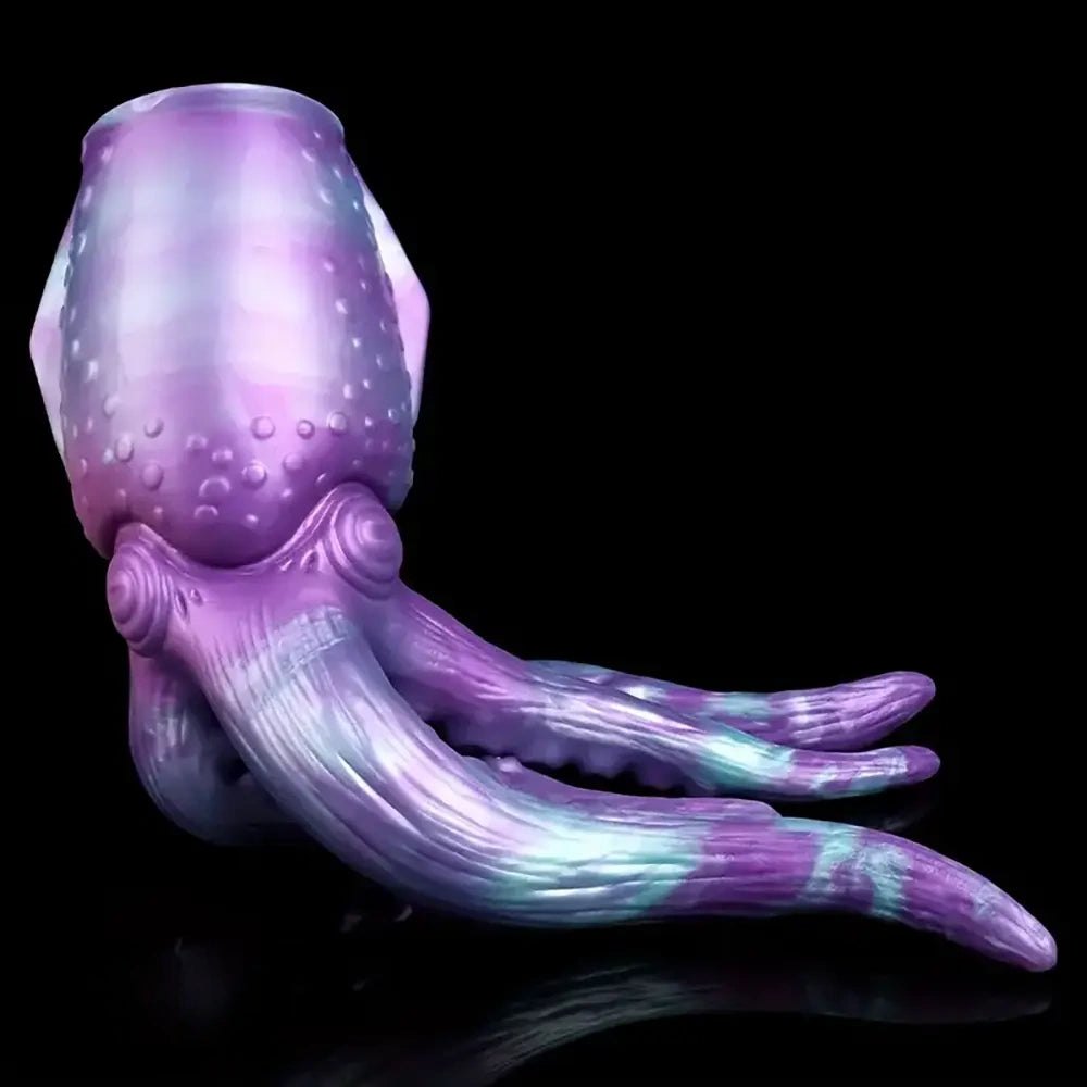 Purple teal tentacle silicone fantasy dildo, photo 2