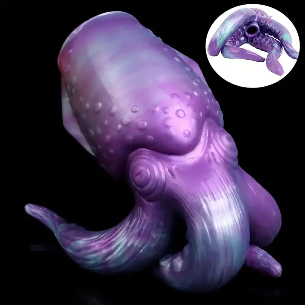 Purple teal tentacle silicone fantasy dildo, photo 3