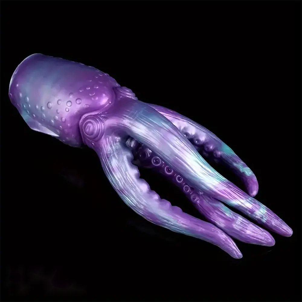 Purple teal tentacle silicone fantasy dildo, photo 7