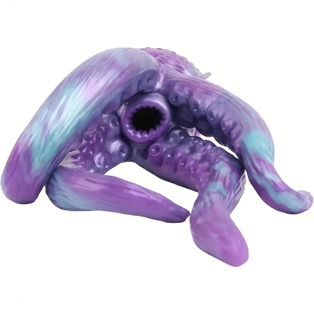 Purple teal tentacle silicone fantasy dildo, photo 8