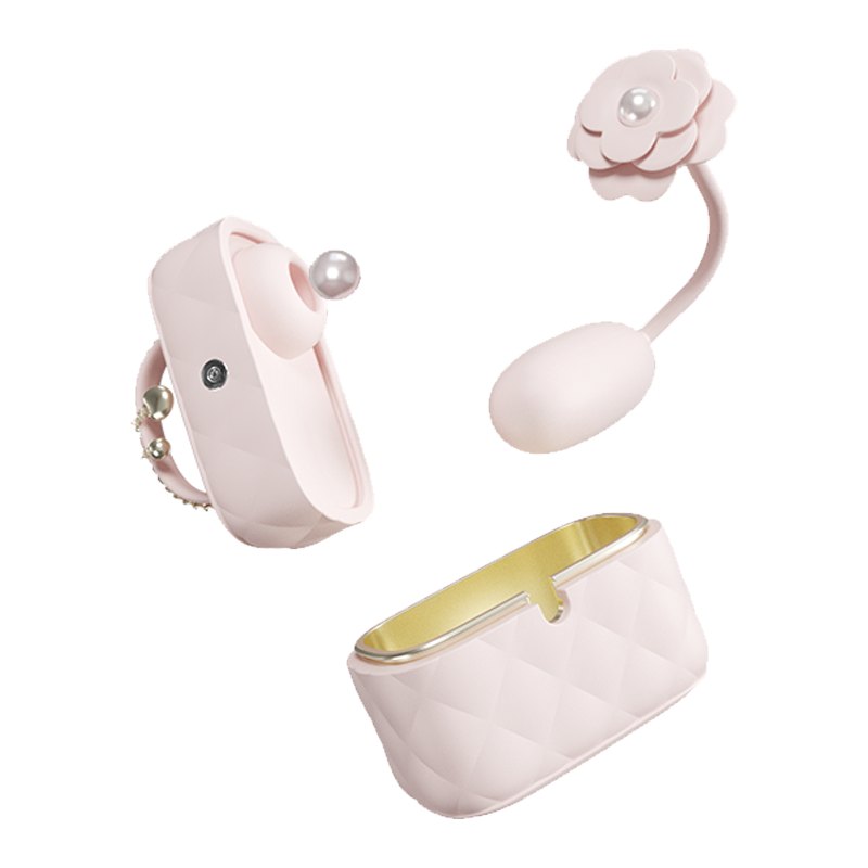 Pink purse shaped suction vibrator with egg, photo 7
