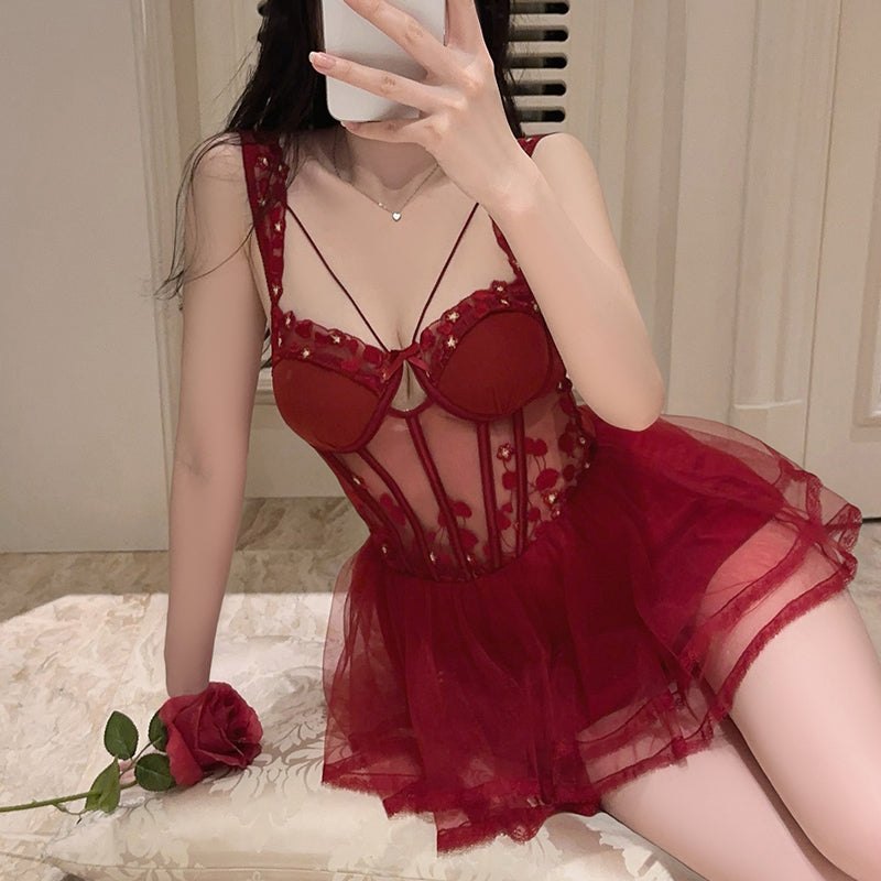 Push up lace ruffle babydoll lingerie, photo 1