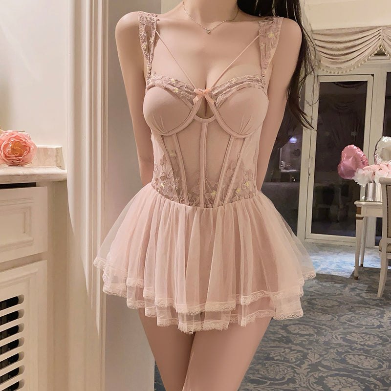 Push up lace ruffle babydoll lingerie, photo 7