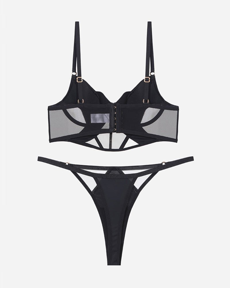 Push up mesh corset bra thong set, photo 3