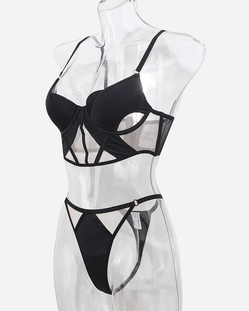 Push up mesh corset bra thong set, photo 5