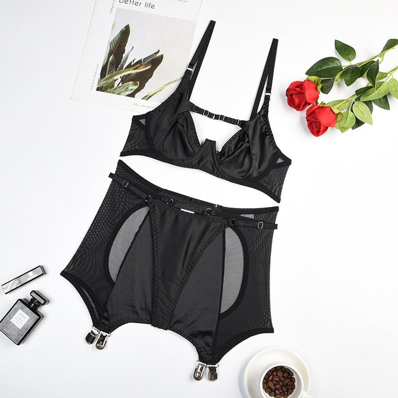 Push up satin mesh bra set, photo 6