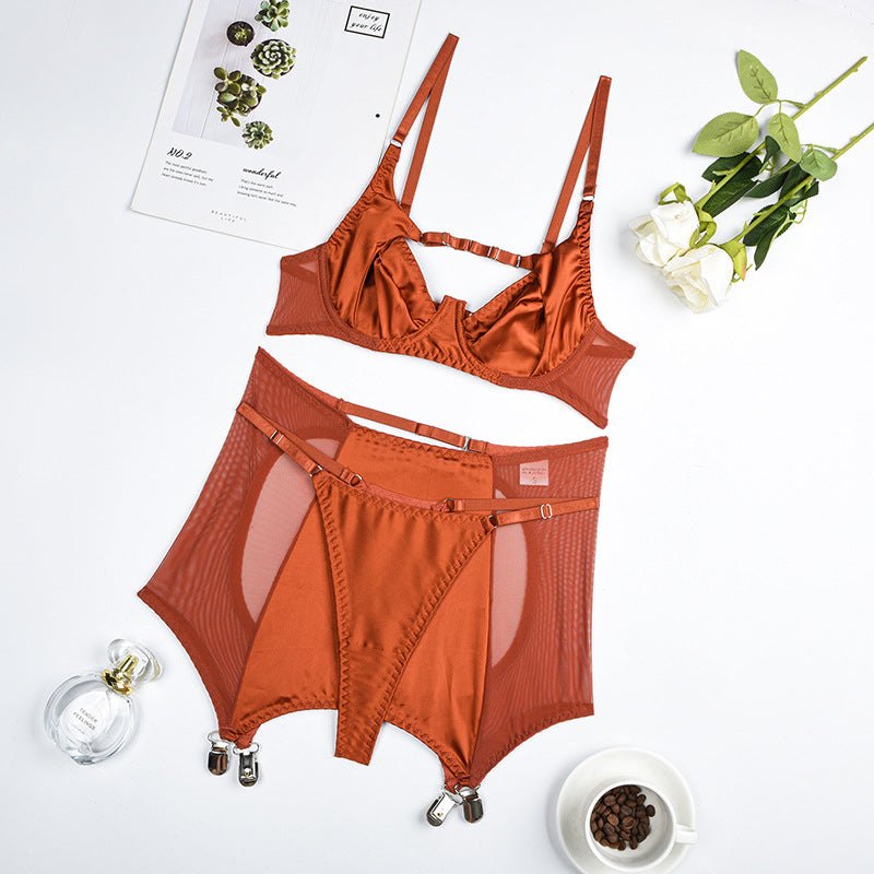 Push up satin mesh bra set, photo 8
