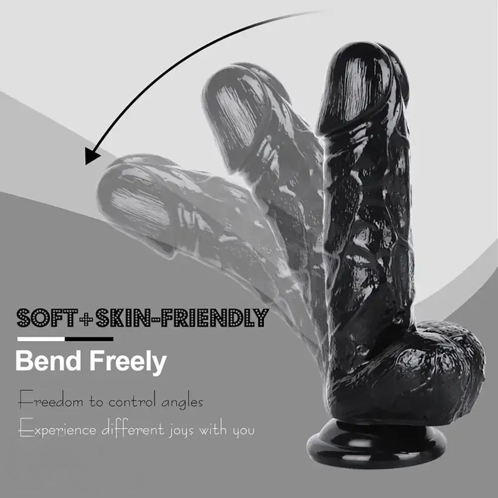 Black realistic pvc dildo with suction cup base, photo 3