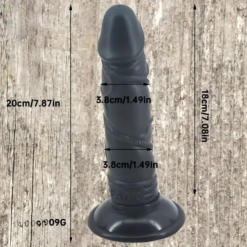 Black realistic veined suction cup dildo