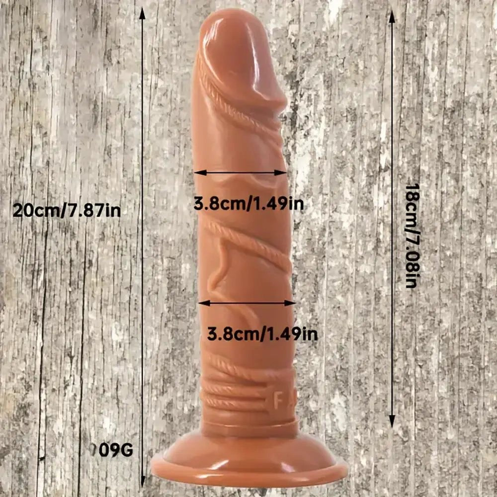 Brown realistic veined suction cup dildo