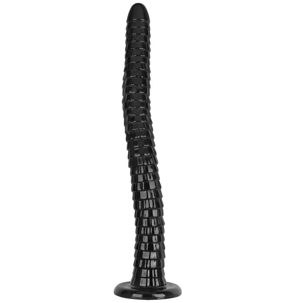 Black PVC segmented huge dildo, photo 1