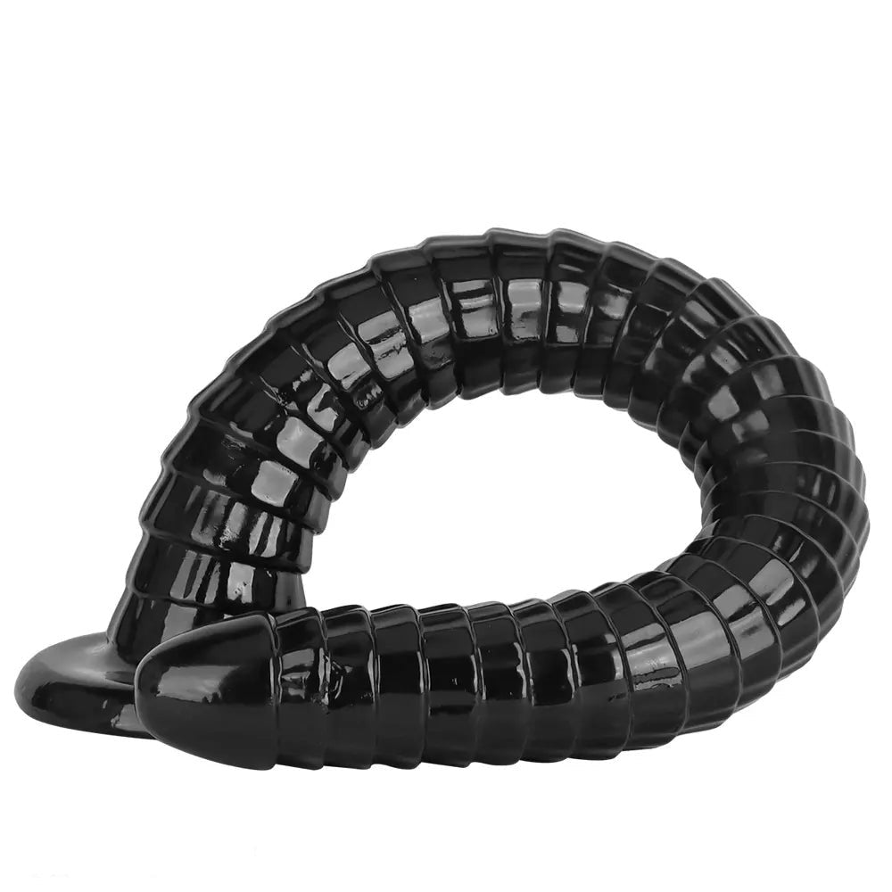 Black PVC segmented huge dildo, photo 15