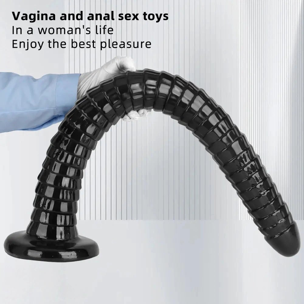 Black PVC segmented huge dildo, photo 6
