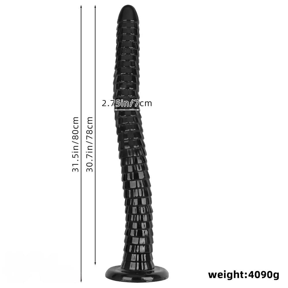 Black PVC segmented huge dildo, photo 7