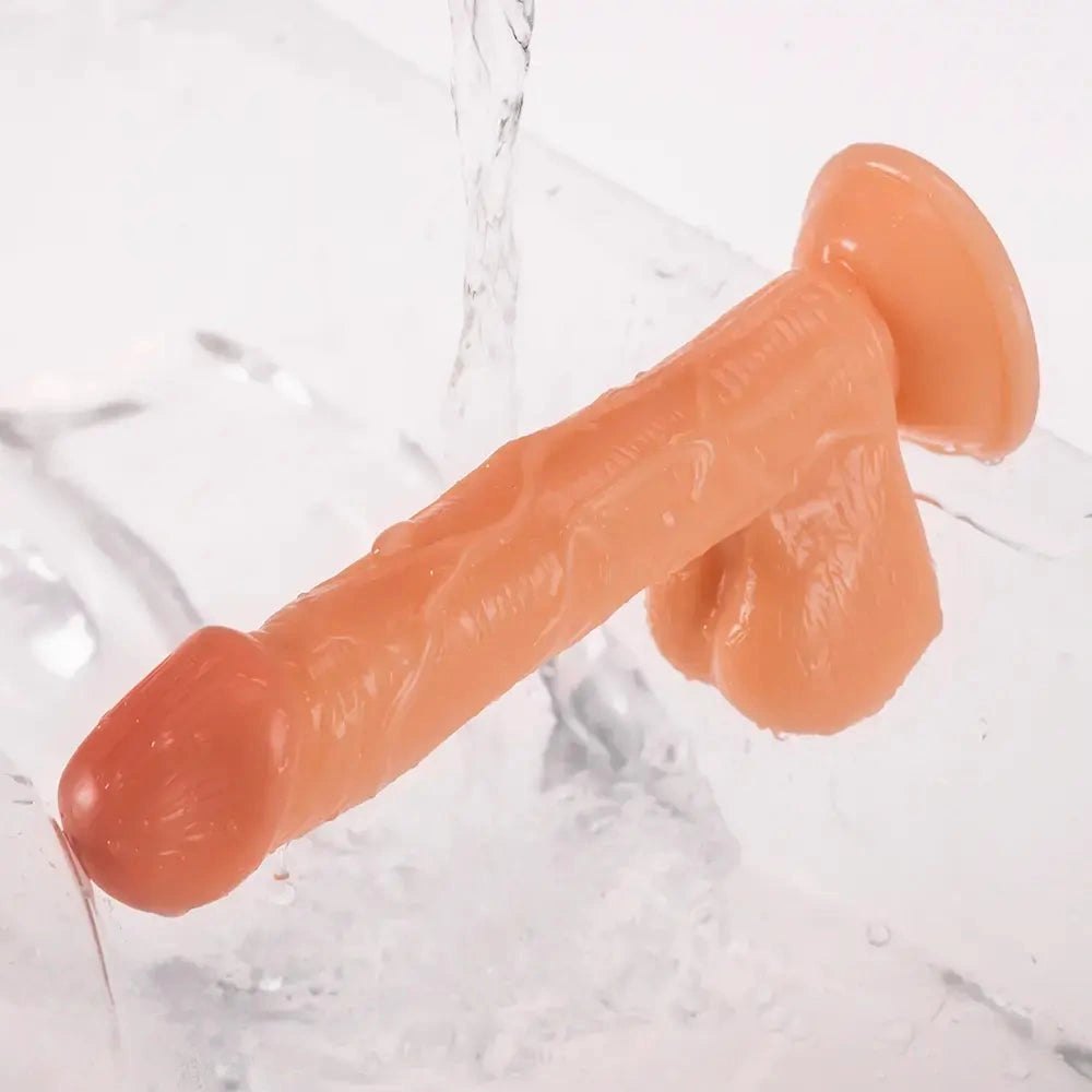 Flesh curved PVC suction cup dildo